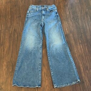 MOTHER Wide Leg Jeans in Denim Blue